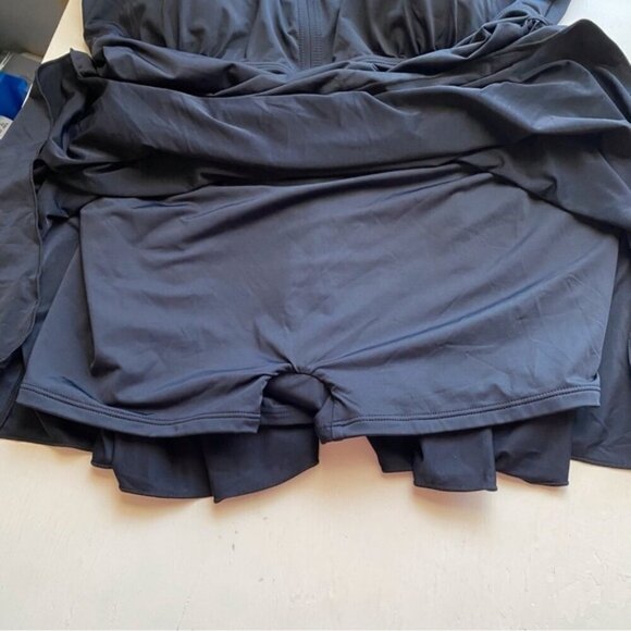 Summer Mae Maternity Swim Dress 2X Black Ruffle Skirt Biker Short Bra Modest NEW - Picture 8 of 15